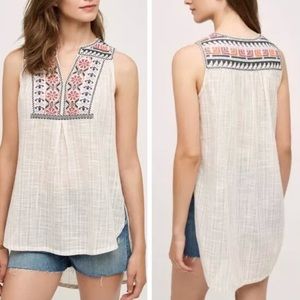 Anthropologie floreat embroidered hi low tank